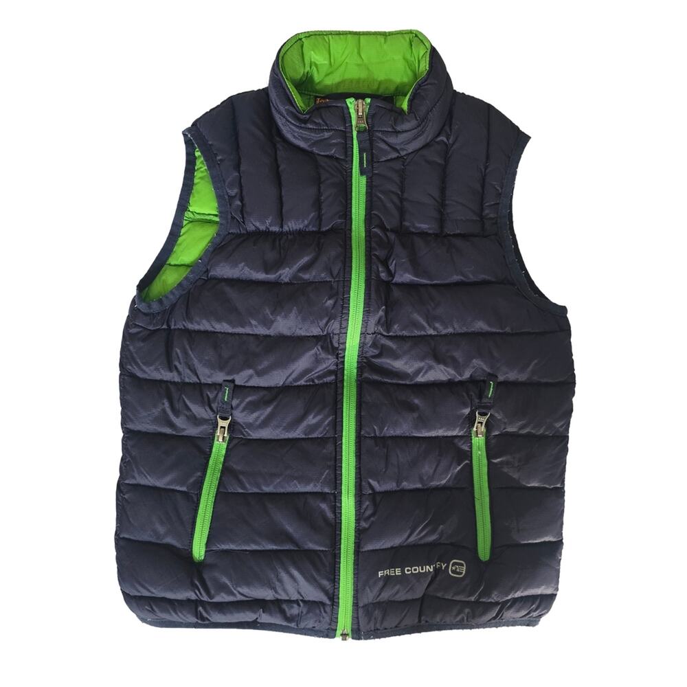 Free Country Kids Down Insulated Blue Gilet Power Zip Light Puffer Vest S (7/8)
